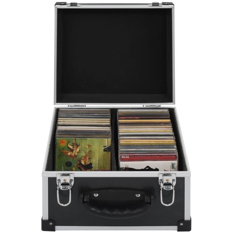 CD-Koffer für 40 CDs Aluminium abs Schwarz Vidaxl