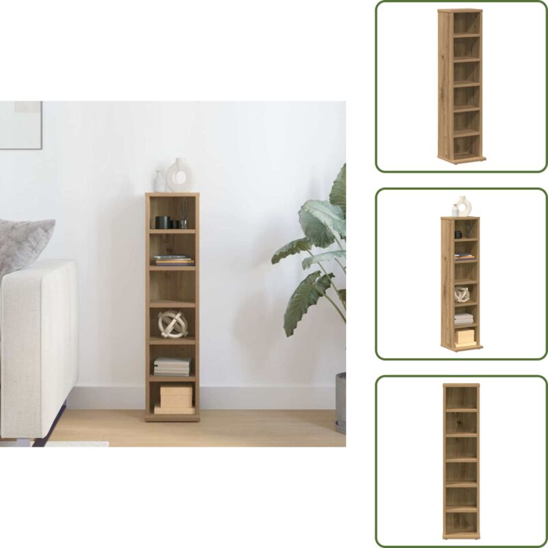 CD-Regal Artisan-Eiche 21x20x88 cm Holzwerkstoff - CD-Regal - CD-Regale - CD-Schrank - Regalschrank