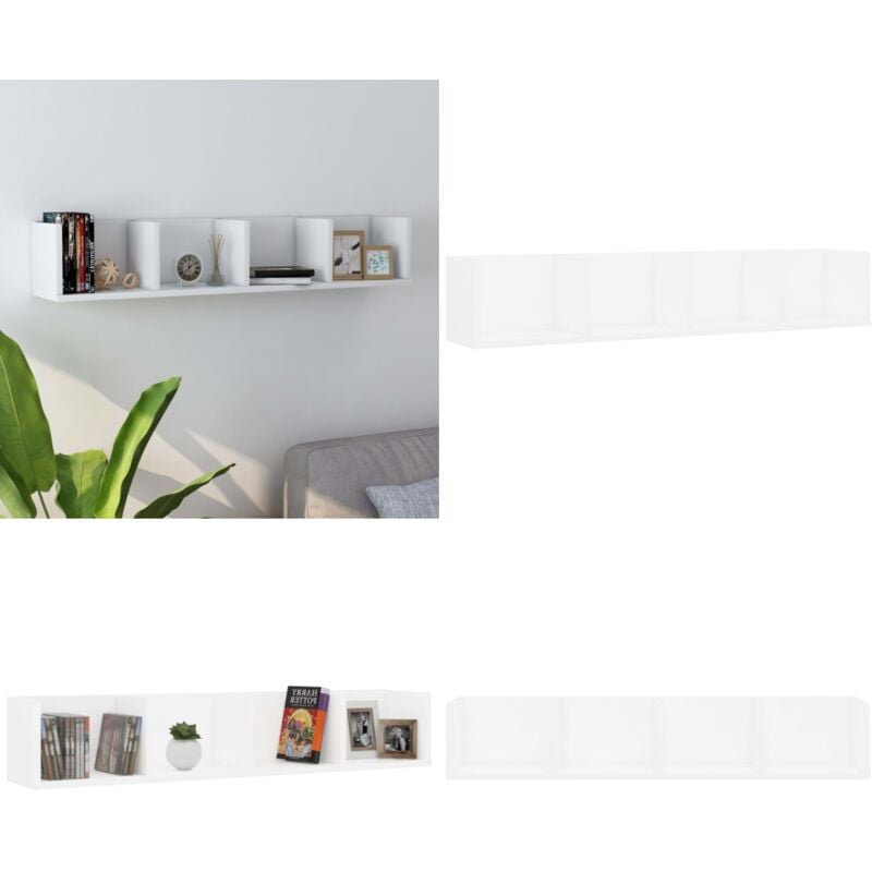 CD-Wandregal Weiß 100x18x18 cm Holzwerkstoff - cd Regal - Wandregal - Holzregal - Aufbewahrungsregal - Musikregal - Home & Living