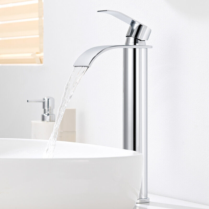 CECIPA MAX Hoch Wasserhahn Bad Wasserfall, Chrom Waschtischarmatur, Edelstahl Badarmatur Einhebelmischer Mischbatterie Bad mit Auslaufhöhe 245 mm