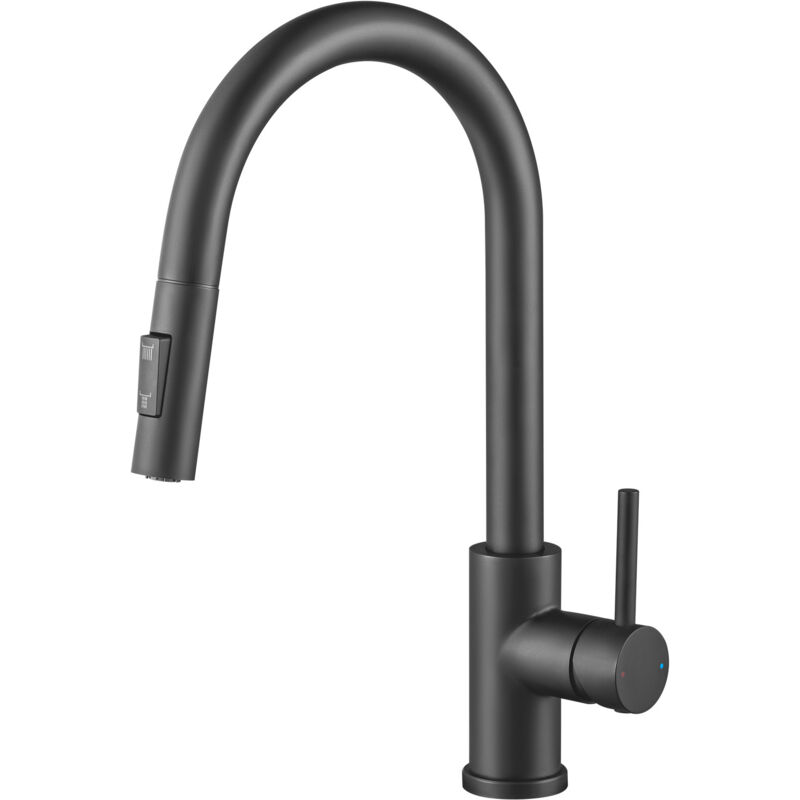 Küchenarmatur Wasserhahn Küche mit ausziehbar Brause, 360° Drehbar Spültischarmatur Küche, Wasserhahn für Küchenspüle, Schwarz - Cecipa Max