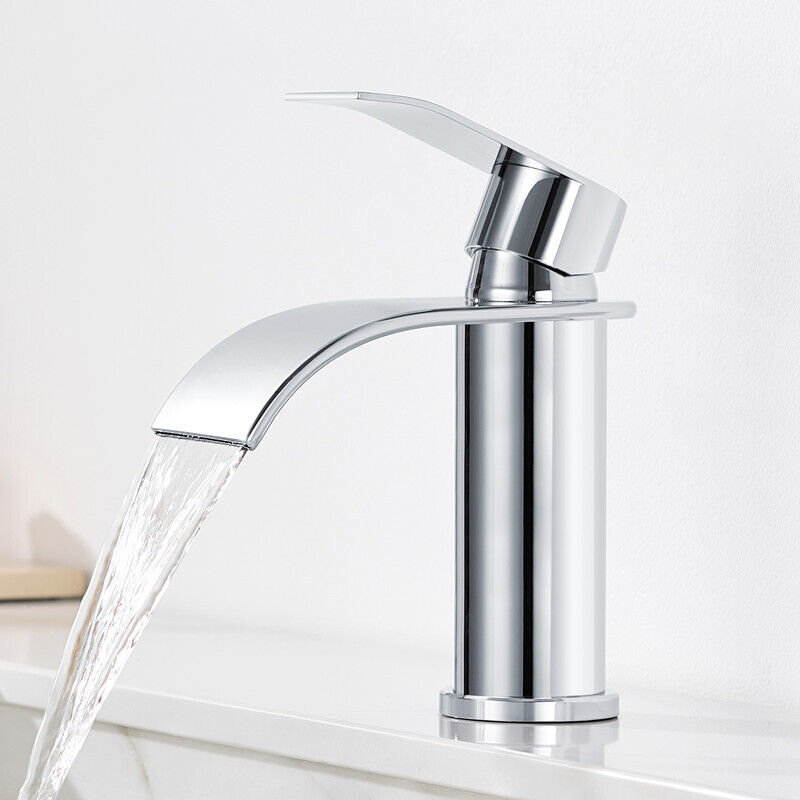 CECIPA MAX Wasserhahn Bad Wasserfall, Chrom Waschtischarmatur, Edelstahl Badarmatur Einhebelmischer Mischbatterie Bad keramischer Ventilkern