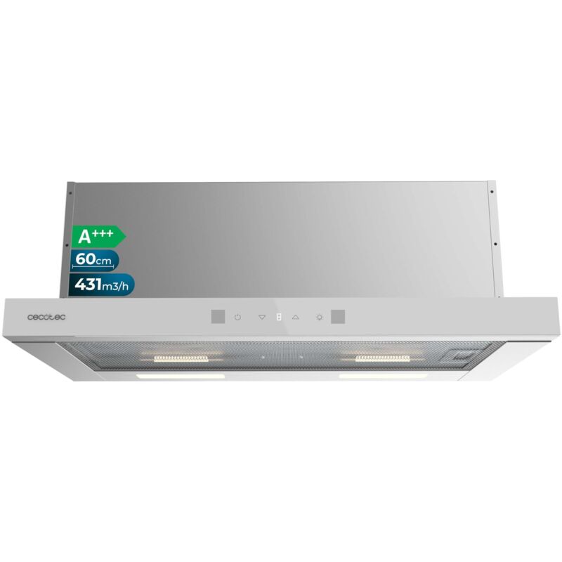 Flux TLM 606500 Inox A Teleskop-Dunstabzugshaube, 60 cm breit, Ausführung in Edelstahl, Saugleistung 650 m3/Std, Motor 165 W, Klasse A, mechanische