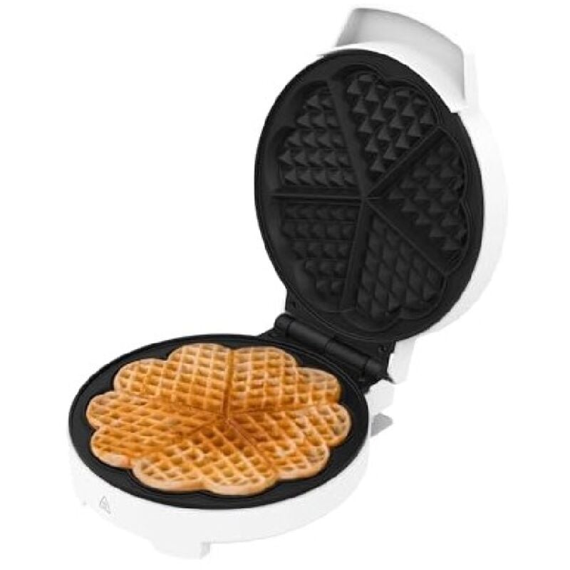 Fun Gofrestone Rundes Waffeleisen. Waffeleisen de 1000 w, Edelstahl-Finish, 1 bis 5 Waffeln in Herzform oder groß, Antihaft-Platte, gleichmäßiges