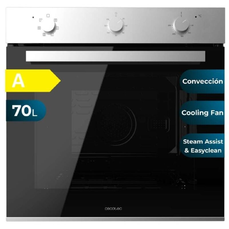 Cecotec - Integrierter Multifunktionsbackofen 70L Bolero Hexa M236000 Line Time. 2800W, 6 Funktionen, Timer, Dämpfeinsatz xxl, Steam Assist, Steam