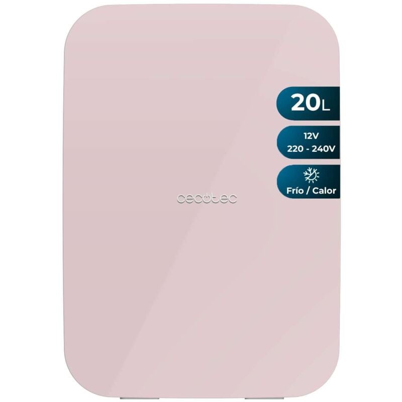 Cecotec - Kleiner Kühlschrank Mini-Kühlschrank de 20L Bolero MiniCooling 20L Bahamas Pink. 12V-220V, Kompatibelmit Autos und Wohnwagen, 7 bis 65ºC,