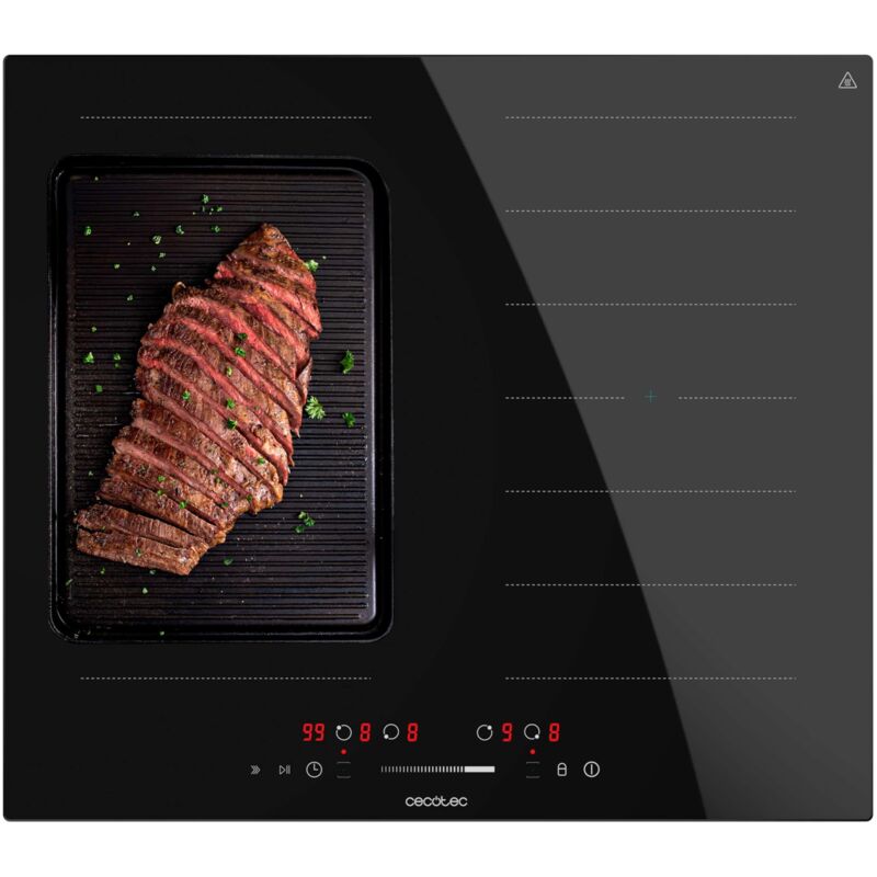 Cecotec - Kochfeld de Induktion 1 Feuer + 1 Zone Flex Bolero Squad 4001 Flex. 7200W, 9 Stufen, niedrige Leistung, Timer, Booster-Funktion, Touch