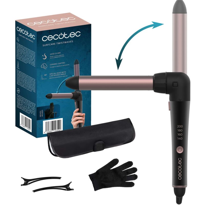 Lockenstab de manueller Lockenstab SurfCare TwistWaves. Lockenstab de Haar de 25 mm mit Ellbogen de 90 Grad für Komfort, umfasst thermische
