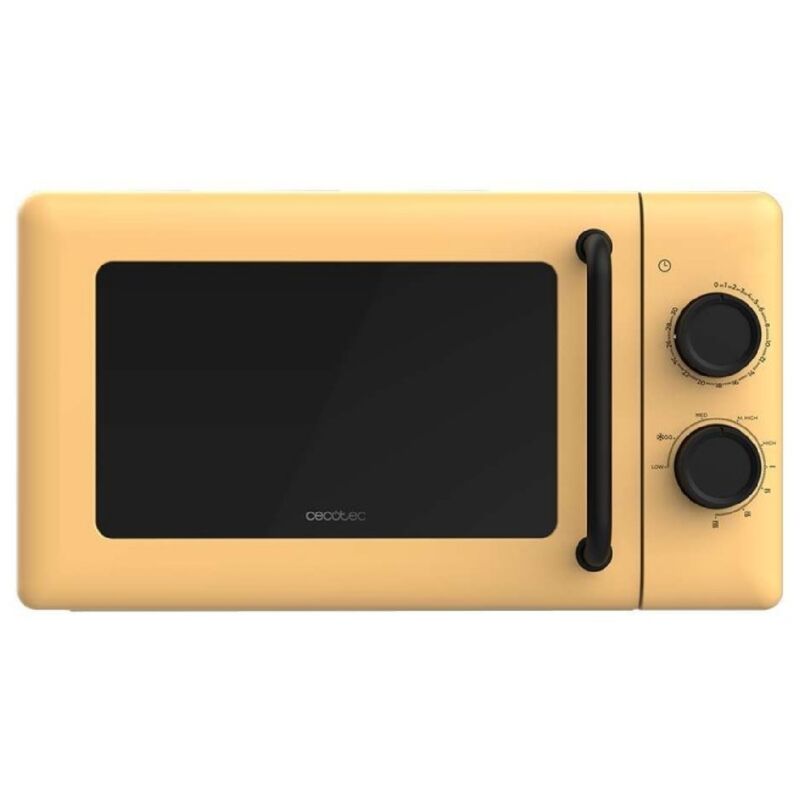 Cecotec - Mechanische Mikrowelle mit Grill de 20L Proclean 3110 Gelb. 700W auf 6 Stufen und Grill de 800W, Auftaumodus, Kochende-Signal, Innenlampe,