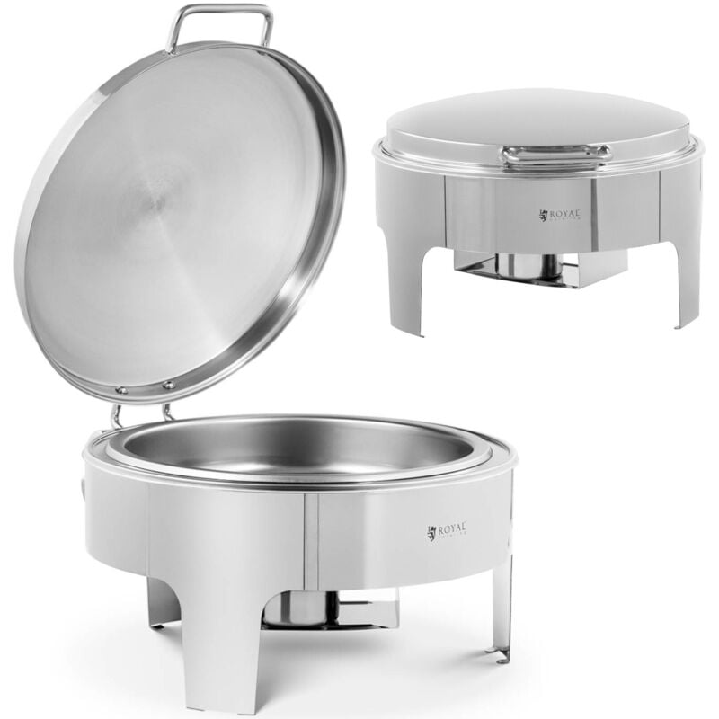 Royal Catering - Chafing Dish Warmhaltebehälter Rechaud rund 5,8 l 1 Brennstoffzelle