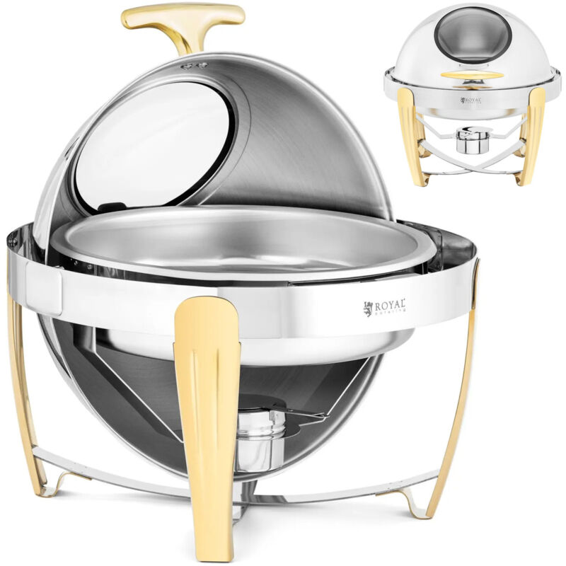 Chafing Dish Warmhaltebehälter Rechaud Wärmebehälter rund Goldakzente 6 l