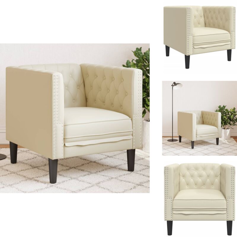 Chesterfield-Sessel Creme Kunstleder - Chesterfield-Sessel - Chesterfield Sessel - Chesterfield Clubsessel - Chesterfield Loungesessel