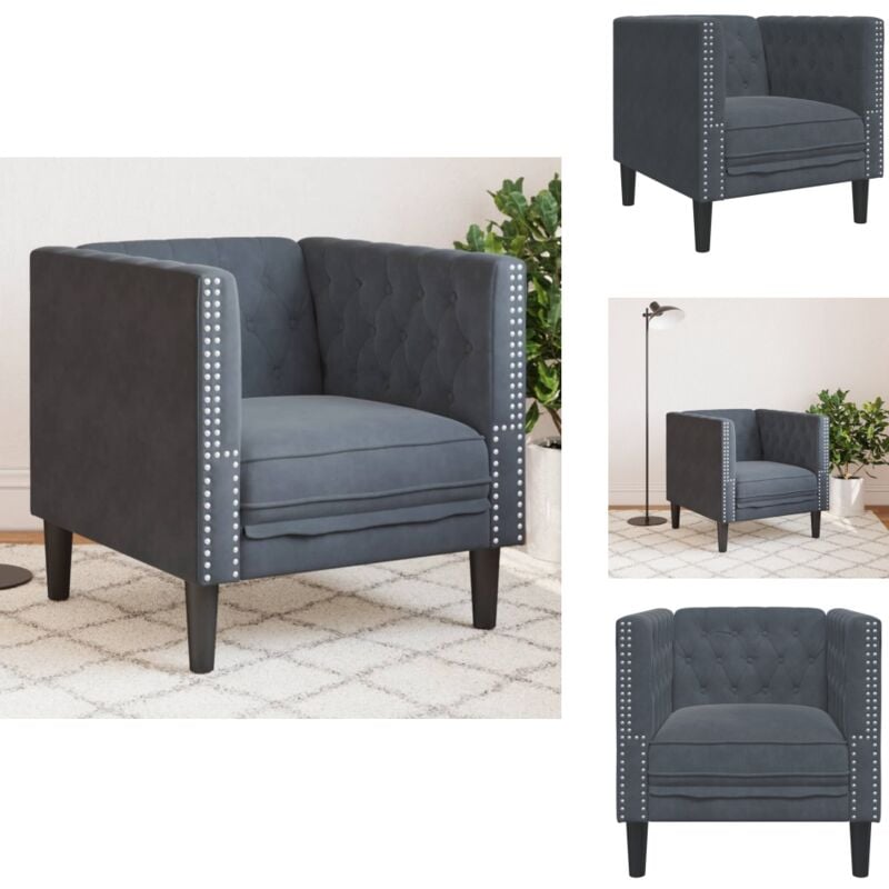 Chesterfield-Sessel Dunkelgrau Samt - Chesterfield Sessel - Sessel - Clubsessel - Fernsehsessel