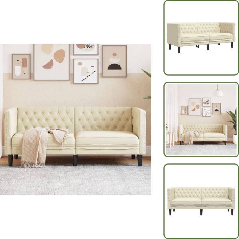 Vidaxl - Chesterfield-Sofa 2-Sitzer Creme Kunstleder - 2-Sitzer-Sofa - 2-Sitzer-Sofas - Sofa - Couch
