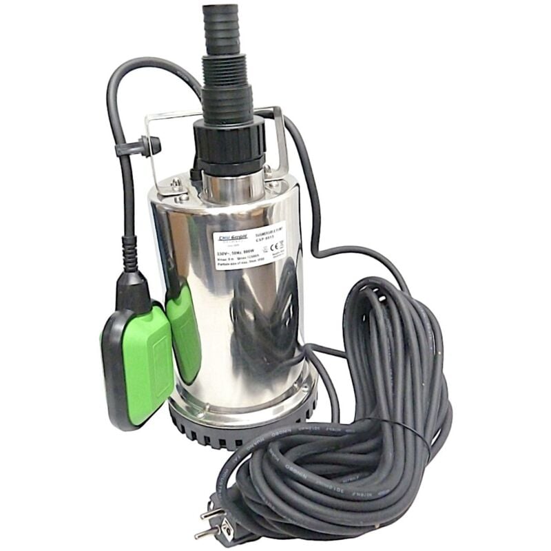 CHM - GmbH® Flachsaugpumpe Edelstahl 900 Watt Kellerpumpe, Tauchpumpe, Poolpumpe