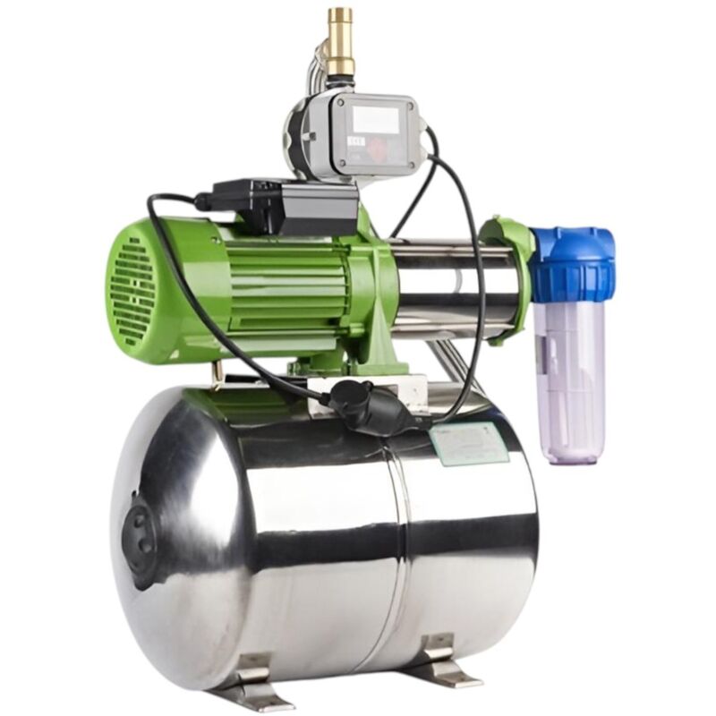 CHM GmbH® Hauswasserwerk 24 L 5 Bar, 8700 L/h Gartenpumpe Edelstahl, Wasserpumpe mit Druckkessel