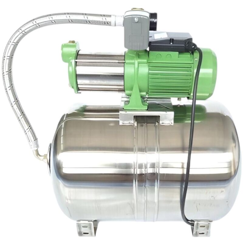 CHM GmbH® Hauswasserwerk 50L Edelstahl Kessel + 1100 Watt Kreiselpumpe 5 Bar mit Druckschalter