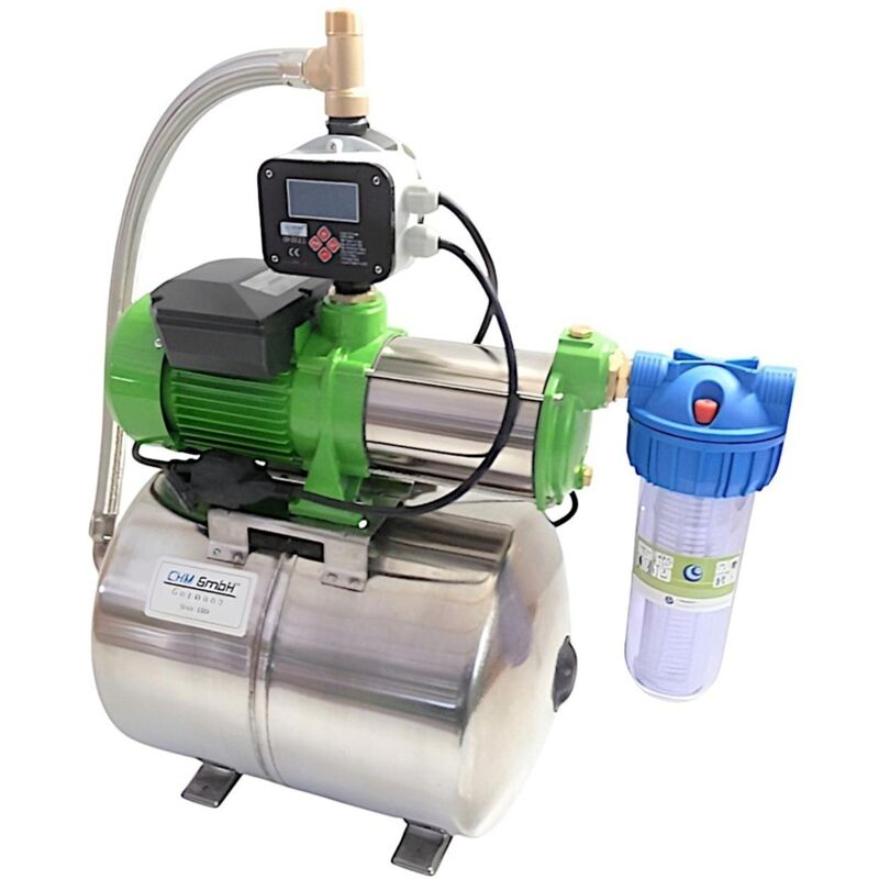 CHM GmbH® Hauswasserwerk Edelstahl 50 Liter, 6,5 Bar 10200 L/h el. einstellbare Pumpensteuerung/Trockenlaufschutz