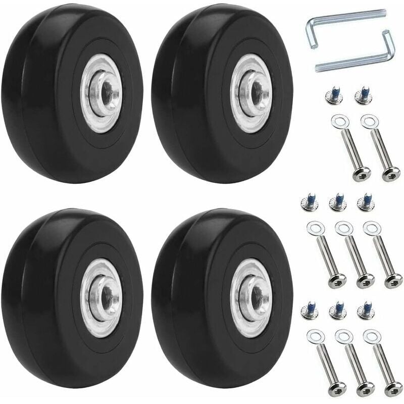 CHOYCLIT 4 Stück Universal-Kofferrollen, 50 x 18 mm Gepäck-Ersatzrollen, Koffer-Ersatzrollen, Gepäck-Kofferräder, Gummi-Metall-Koffer-Kit für Koffer,