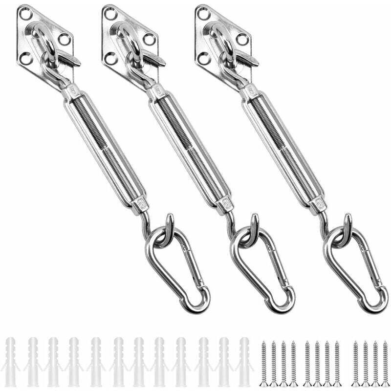 CHOYCLIT Dreieckiges Sonnensegel-Befestigungsset, 304 Edelstahl Sonnensegel-Befestigungszubehör-Set, Montageset für Sonnensegel
