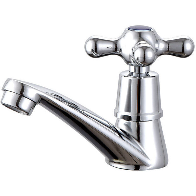 CHOYCLIT Einzelner Kaltwasserhahn, Chrom Einzelner Kaltwasserhahn Waschbecken Wasserhahn, für Zuhause Badezimmer Toilette Waschbecken Waschbecken