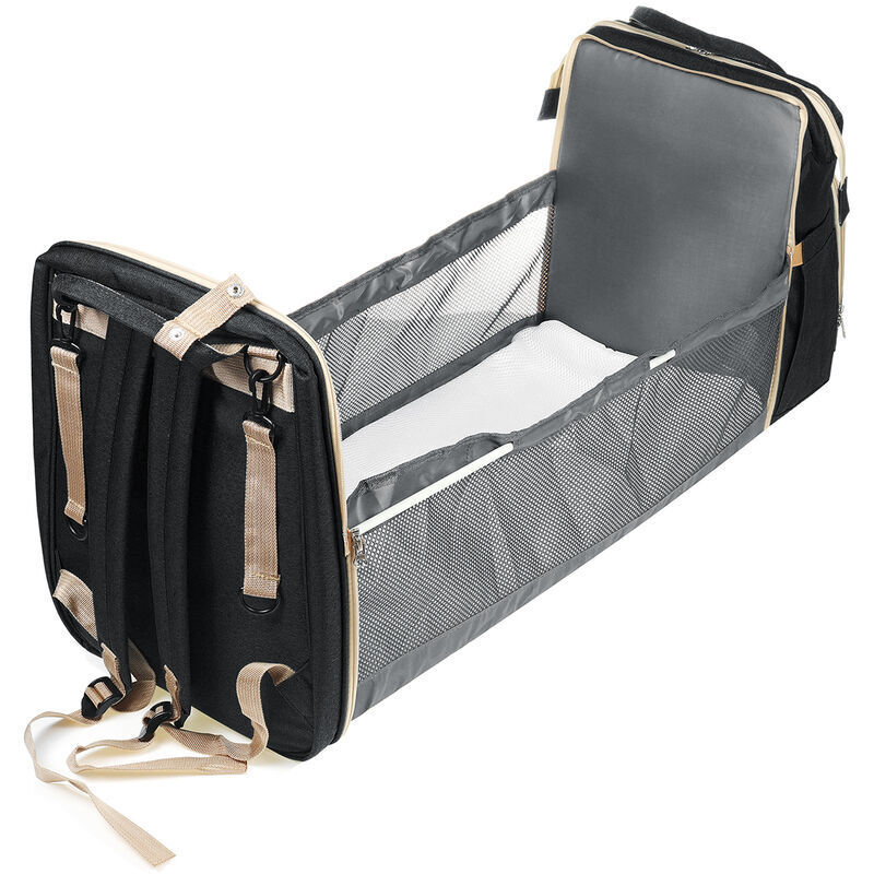 CHOYCLIT Multifunktionale, faltbare Wickeltasche, wasserdicht, für Babyschlafbett, Wickelstation, Outdoor-Reise-Wickeltasche, Schwarz