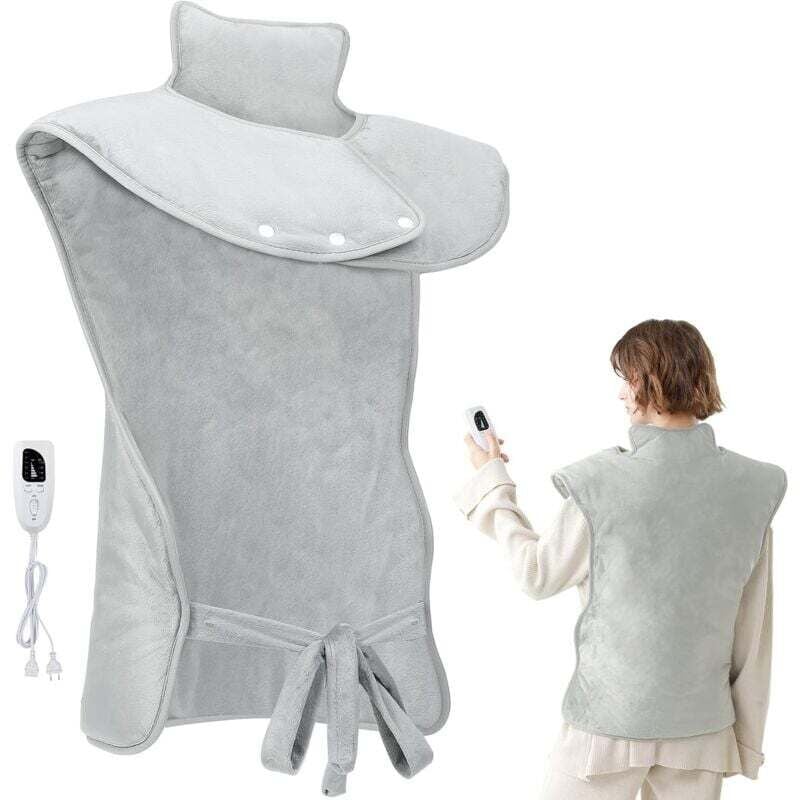 CHOYCLIT Nacken- und Rückenheizkissen, Elektrische Heizdecke mit 6 einstellbaren Temperaturen / 4 Timereinstellungen / Schnelles Aufheizen /