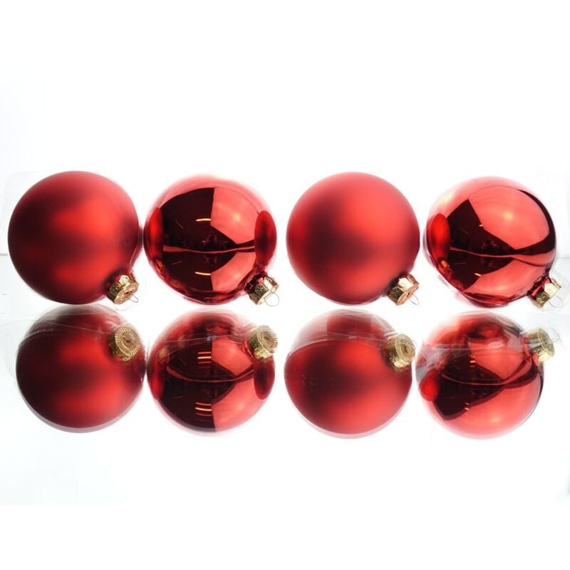 Schachtel mit 4 roten Weihnachtskugeln ø10 cm