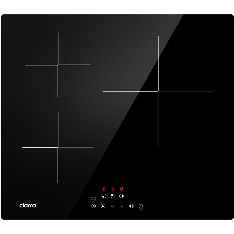 CD3BIH Einbau Induktions-Kochfeld 3 Zonen Induktionskochfeld 59cm Touch-Bedienung Pausefunktion überhitzungsschutz 6100W - Ciarra