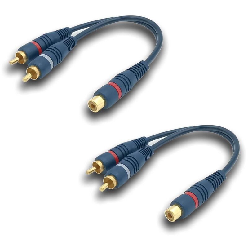 Cinch-Kabel, Audio-Splitter-Adapter, RCA-Y-Kabel, 15 cm, RCA-zu-JACK-Kabel, 1 Buchse auf 2 männliche RCA-Kabel für Subwoofer, Phono, av, Audio,