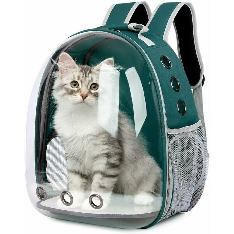 Clearance Haustier-Rucksack, tragbarer Haustier-Rucksack, transparenter Haustier-Reiserucksack, atmungsaktiv, Raumkapsel, grün