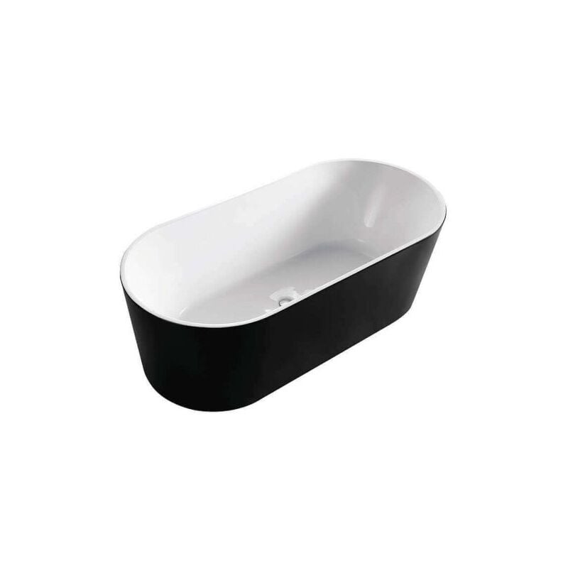 Cleo – insel badewanne – Design und komfortable Badewanne – Acryl – Pflegeleicht – Weiß und Mattschwarz – 75 x 150 x 58 cm