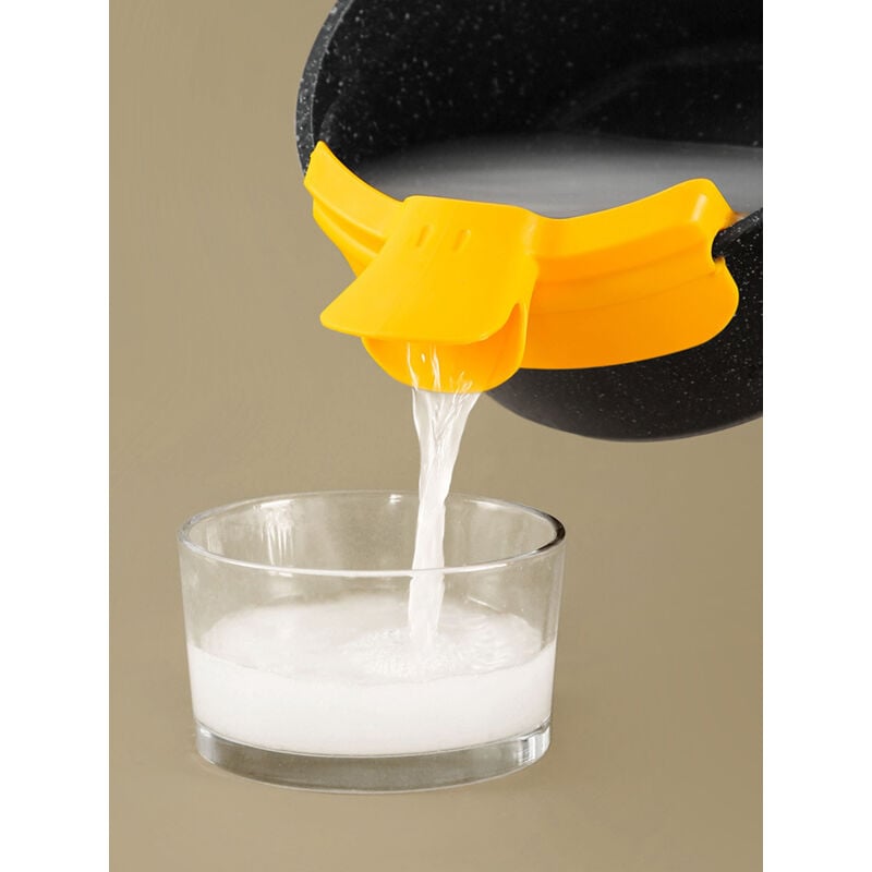 Aufstecksieb für Töpfe Pfannen Hitzebeständiges Silikon Abtropfsieb Filtersieb Ausgießer Randabweiser für Pasta Spaghetti Gemüse Nudeln