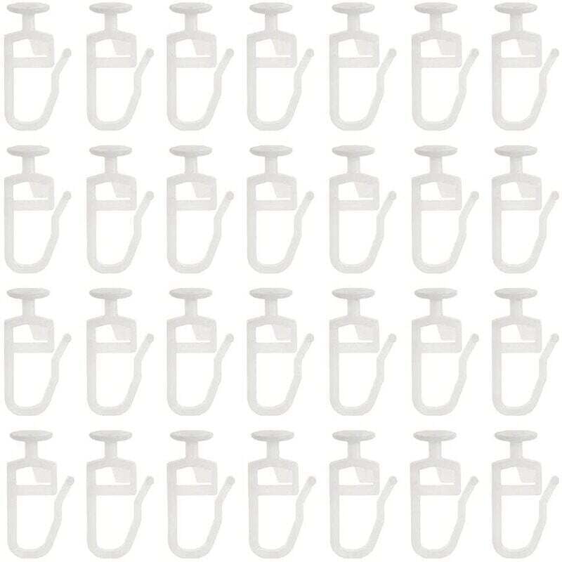 Clips für Rollos, weiße Haken für Gardinenschienen, Packung mit 50 (Clips)