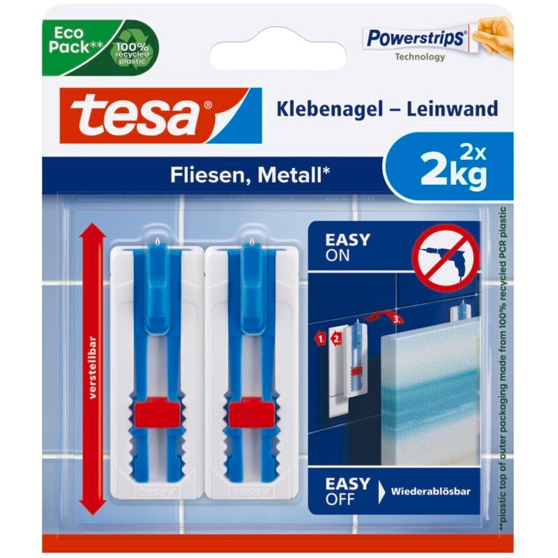 Tesa - Klebeschraube für Tapeten und Putz (verstellbar, 1kg)