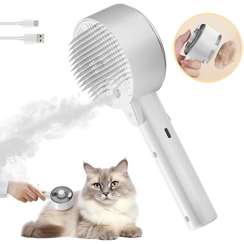 Cloud Care Dampfbürste für Wohnungskatzen, Dampfbürste zum Haarausfall, Spritz-Defur-Kamm für Katzen, Dampfbürste für Katzen, Dampfbürste für Katzen,