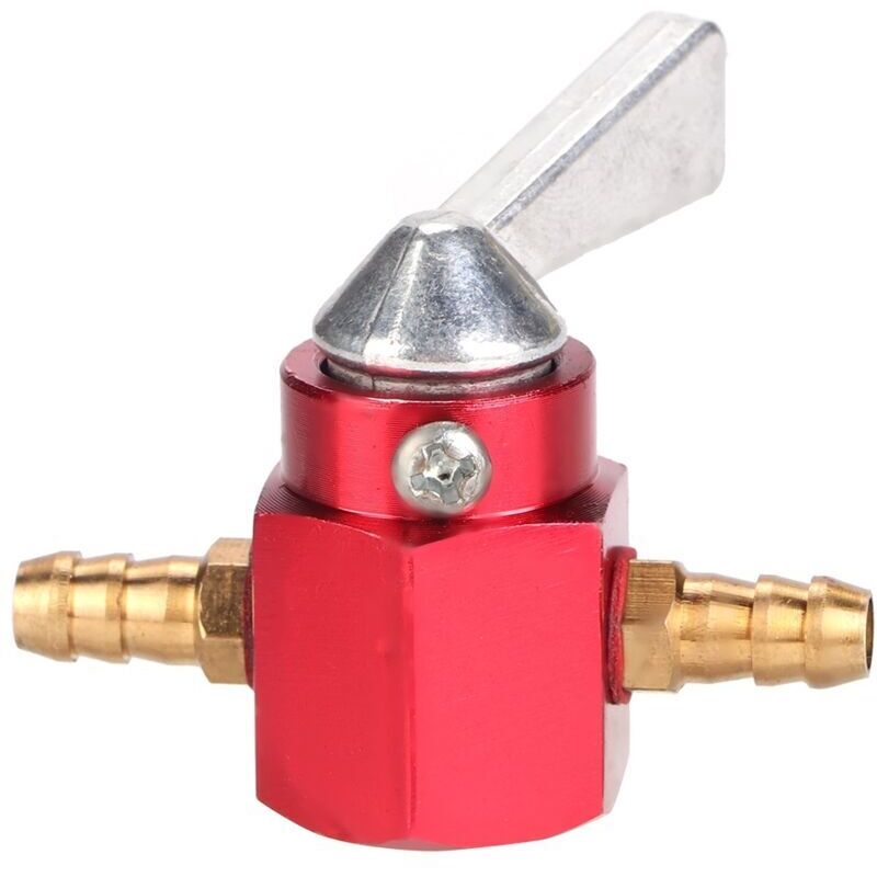 CNC-Aluminium-Inline-Benzinhahnschalter, 6 mm, rot, für Quad, Dirtbike, ATV (rot)