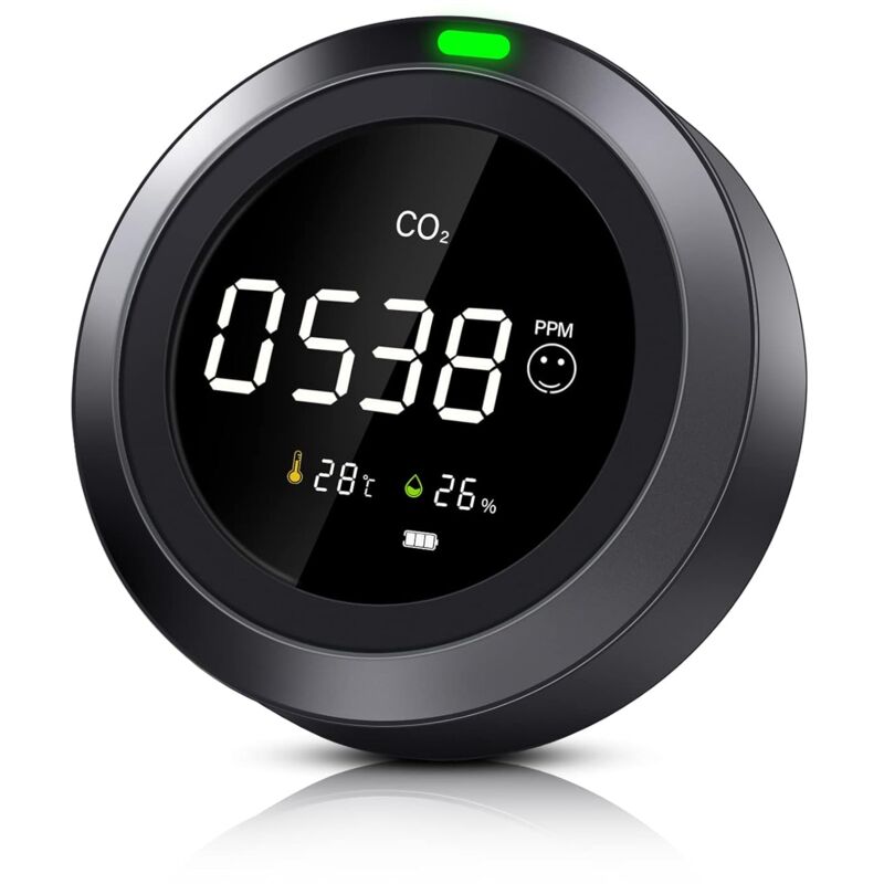 CO2-Detektor, Innenluft-CO2-Messgerät, CO2-Sensor mit Temperatur und Luftfeuchtigkeit, NDIR-Kohlendioxid-Detektor, CO2-Detektor,
