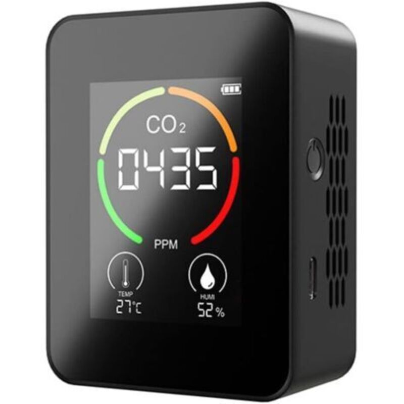 CO2-Detektor, Kohlendioxid-CO2-Monitor, LED-Bildschirm, Luftqualitätsmonitor, Temperatur- und Feuchtigkeitsmesser für Zuhause, Büro, Fitnessstudio,