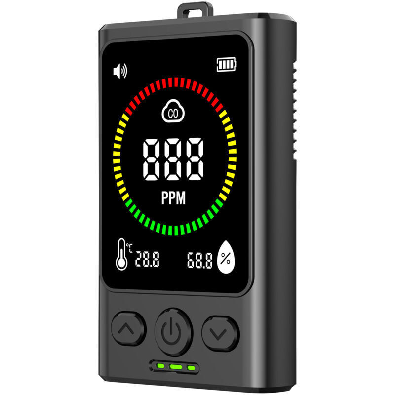 CO2-Detektor, Luftqualitätsmonitor, ABS-Tester mit Echtzeitanzeige für Temperatur-, Feuchtigkeits- und CO2-Messung