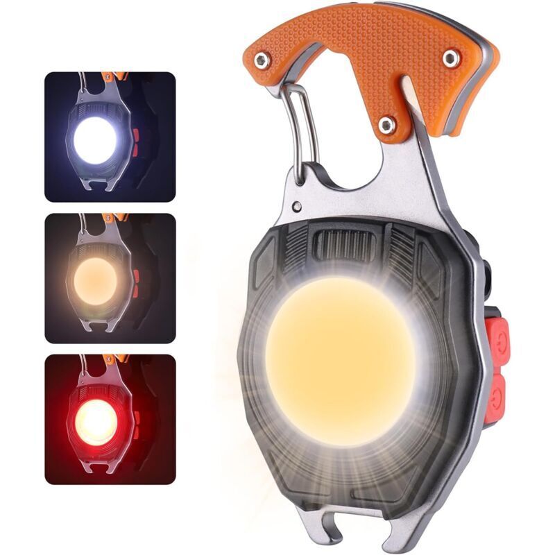 COB-Mini-Schlüsselanhänger-Taschenlampe, 6 Modi, wasserdichte Inspektionsleuchte, wiederaufladbare Mini-USB-Taschenlampe mit Flaschenöffner,