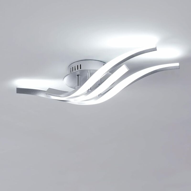 Comely - Deckenleuchte led 24W Modern mit 3 gewellten LED-Röhren 52CM, kühles weißes Licht 6500K, Deckenleuchte aus Aluminium für Wohnzimmer,