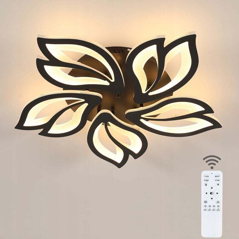 Comely - Dimmbare LED-Deckenleuchte, 45 w, 6000 lm, Wohnzimmer-Deckenleuchte, schwarze Acryl-Deckenlampe mit Fernbedienung für Wohnzimmer,