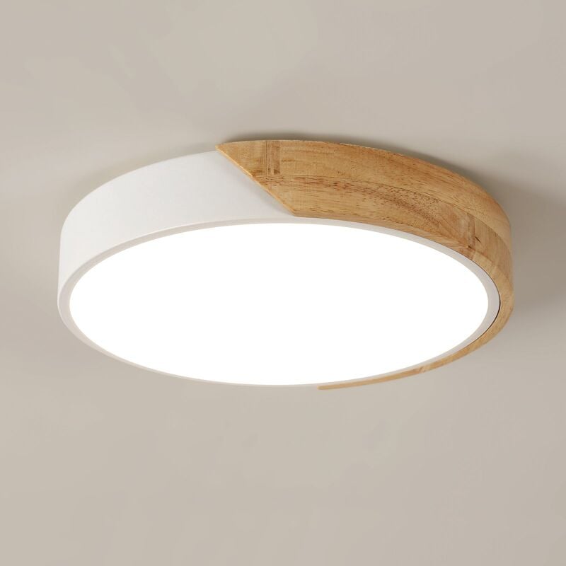 COMELY Holz -LED -Deckenleuchte 30W moderne runde Deckenlampe perfekt für Schlafzimmer Schlafzimmer Küche Wohnzimmer Büro Ø 30 cm weißes Licht 4500K
