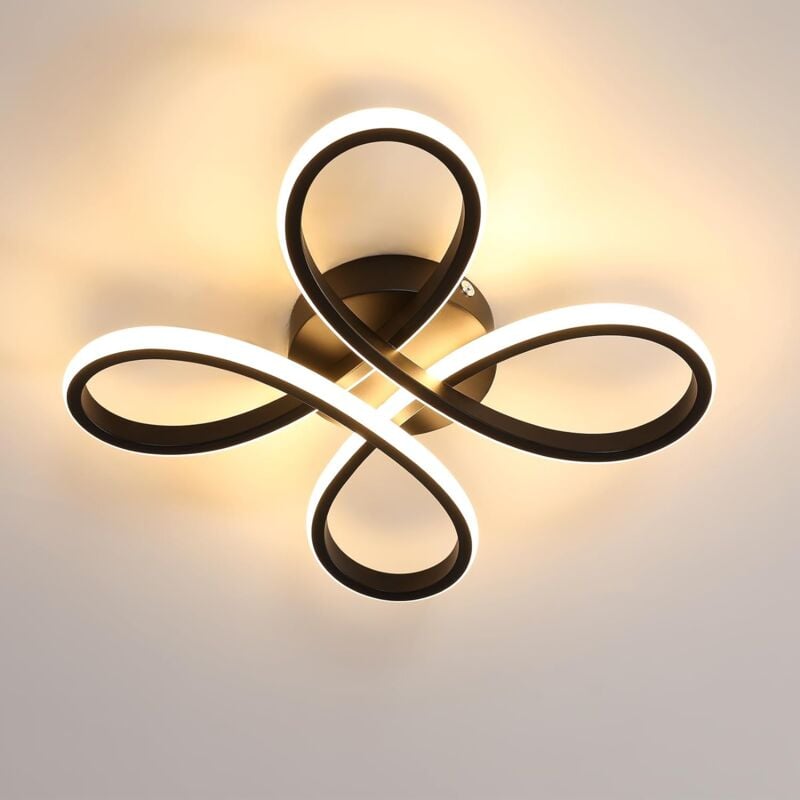 Comely - Moderne led Deckenleuchte, 30W Deckenlampe mit floralem Design, LED-Deckenleuchte für Schlafzimmer, Wohnzimmer, Esszimmer, Küche - Schwarz