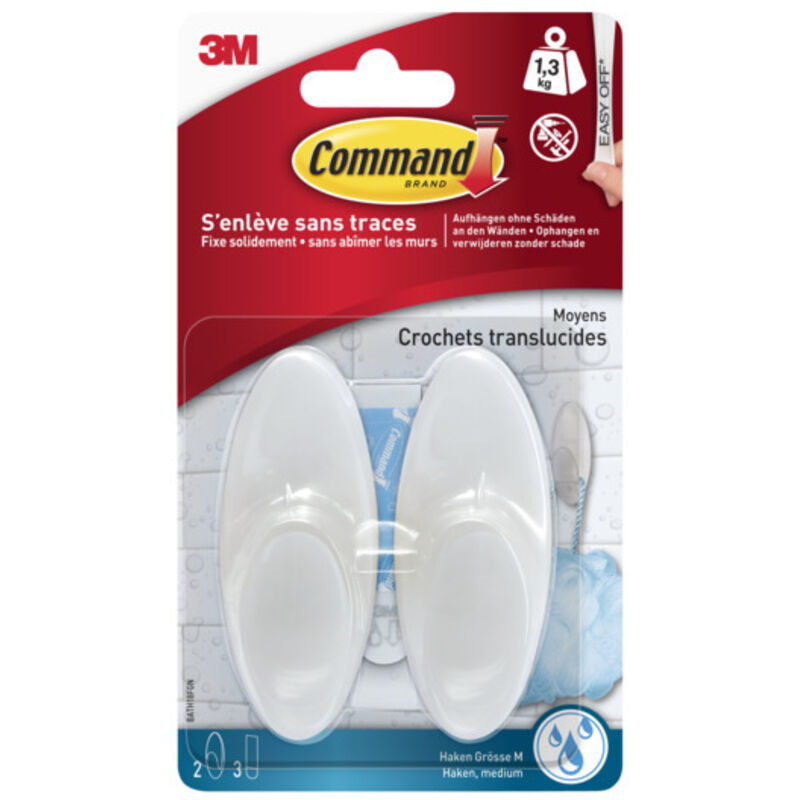 COMMAND Glacé Wasserfeste Haken, Weiß, 1,3 kg, 2er-Pack COMMAND