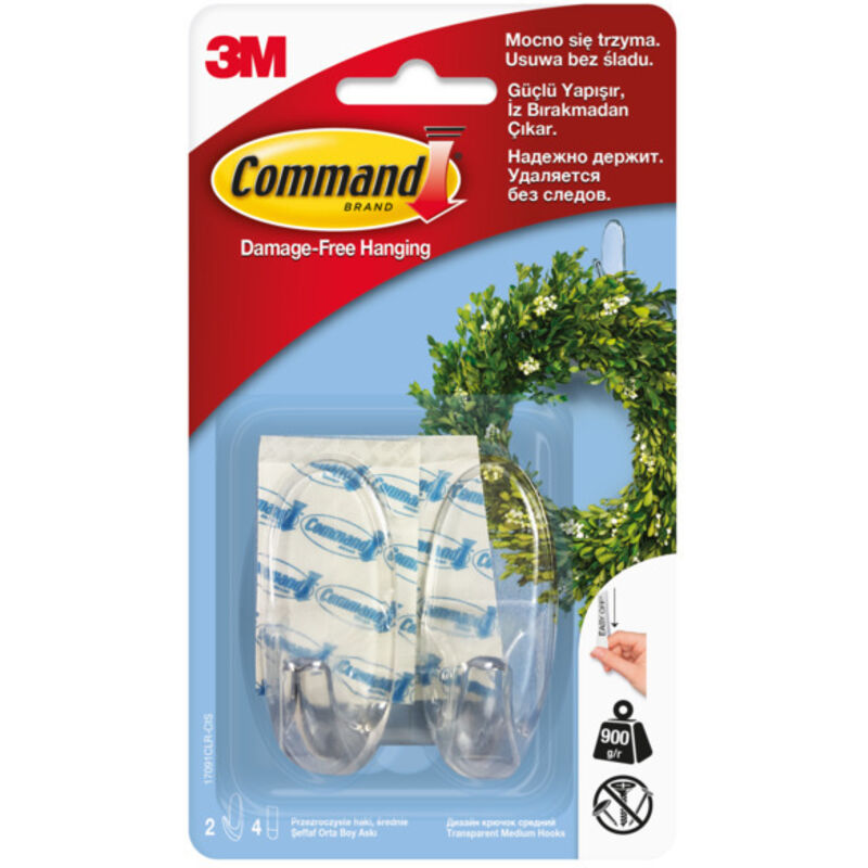 2er-Set ovale Klebehaken, COMMAND, transparent 0,9 kg COMMAND