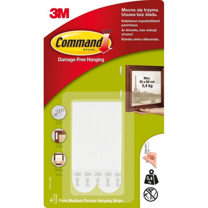 Command Klett-Bilderaufhänger mittel weiß 4 Stk.