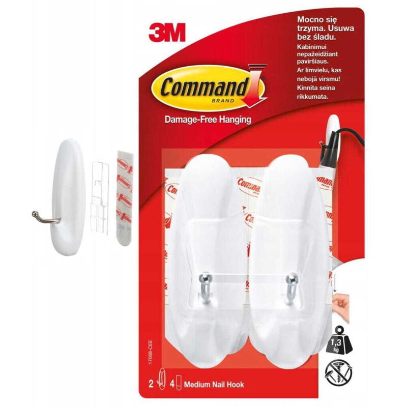 Command selbstklebende Haken weiß 2 Stück 1,3 kg