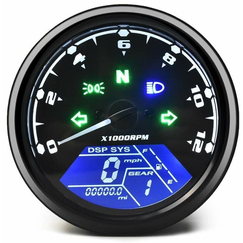 Universal Motorrad Kilometerzähler LCD Digital Tachometer Tachometer Messgeräte mit Nachtlicht Fit für 12V Motorrad Am beliebtesten